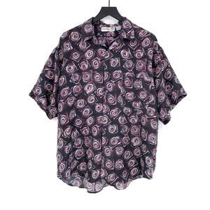 VTG THUMS UP For Him Silk Button Down Casual Shirt Grey Red Orange XL